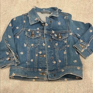 Hanna Andersson Blue Jean Jacket with White Floral Accents